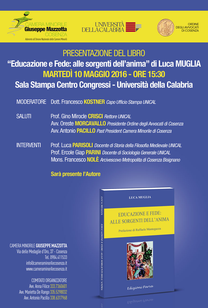 locandina presentazione libro Educazione e Fede: alle sorgenti dell'anima